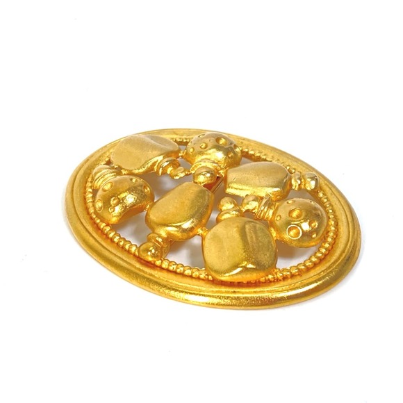 Christian CHRISTIAN DIOR circle round vintage Accessories Brooch Gold - Picture 1 of 8